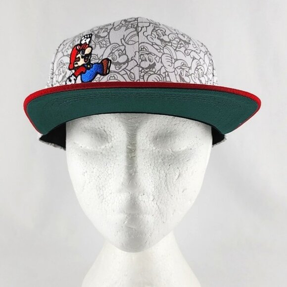 Nintendo Super Mario Snapback Adjustable Hat Cap Red White OS Fits Most - Picture 2 of 16